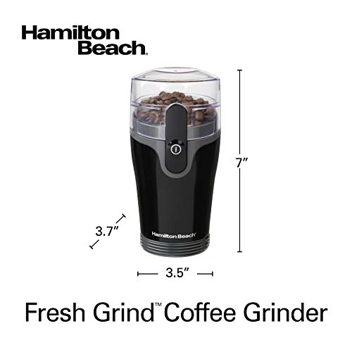 Hamilton Beach Fresh Grind Electric Coffee Grinder for Beans, Spices and More, Stainless Steel Blades, Removable Chamber, Makes up to 12 Cups, Black