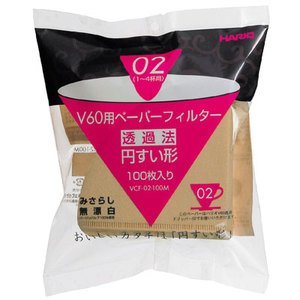 HARIO V60 Use Paper Filter Natural Colored Paper - 1- 4 Cups 100 Sheets/?Pieces (Economical?VCF-02-100M