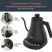 COSORI CO108-NK Electric Gooseneck 0.8L 5 Variable Presets Pour Over Kettle & Coffee Kettle, 100% Stainless Steel Inner Lid & Bottom, Matte Black